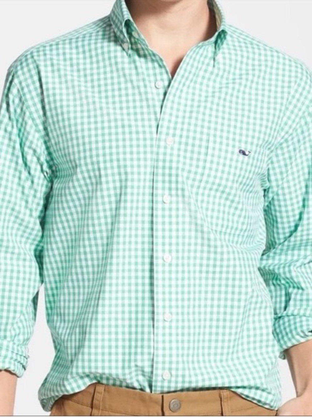 Vineyard Vines Mint Green Gingham Button-Down Shirt